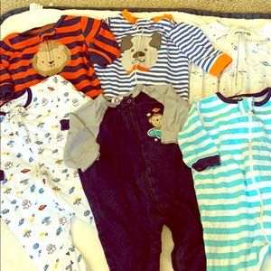 Lot of 6 baby boy sleepers 0-3m Carter’s